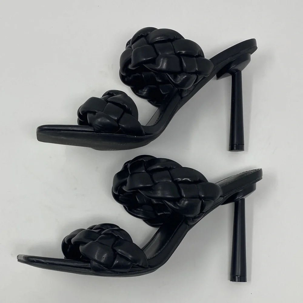 Liliana Black Braided Slip-on Heels size 7